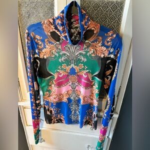 AFRM Mesh Multicolor Baroque Print Long Sleeve Top